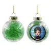 Στολίδι Χριστουγεννιάτικη μπάλα δένδρου διάφανη με πράσινο γέμισμα 8cm