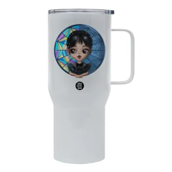 Wednesday big eyes, Mega Stainless steel Tumbler with lid, double wall 750L