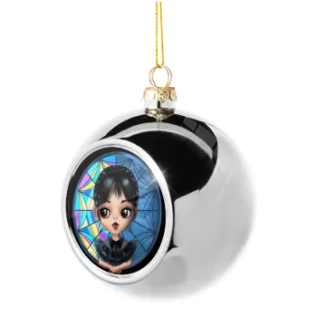 Wednesday big eyes, Silver 8cm Christmas tree ball ornament