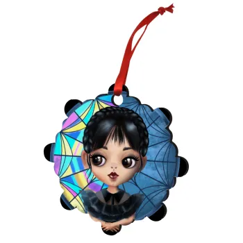Wednesday big eyes, Christmas ornament snowflake wooden 7.5cm