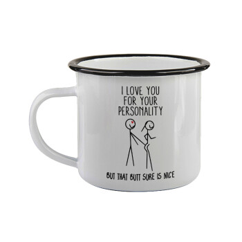 I Love you for your personality, Κούπα εμαγιέ με μαύρο χείλος 360ml