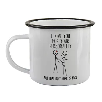 I Love you for your personality, Κούπα εμαγιέ με μαύρο χείλος 360ml