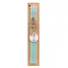 Easter Set, wooden keychain & aromatic flat Easter candle (30cm) (TURQUOISE)