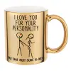 Mug ceramic, gold mirror, 330ml