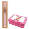 Easter Set, children's snack container PINK & scented flat Easter candle (30cm) (PINK)
