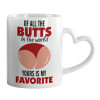 Mug heart handle, ceramic, 330ml