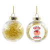 Transparent Christmas tree ball ornament with gold filling 8cm