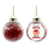 Transparent Christmas tree ball ornament with red filling 8cm