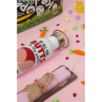 Of all the Butts in the world, your's is my favorite, Πασχαλινή Λαμπάδα με παγούρι μεταλλικό (620ml, stainless steel) & κερί αρωματικό πλακέ (30cm) (ΡΟΖ)