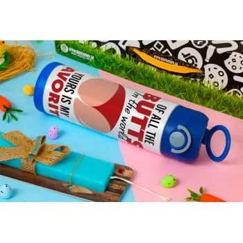 Of all the Butts in the world, your's is my favorite, Easter candle, Childrens hot water bottle, stainless steel, with safety straw, BLUE (500ml)