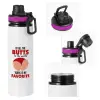 Metallic water bottle with safety lid, 850ml aluminum