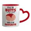 Mug heart red handle, ceramic, 330ml
