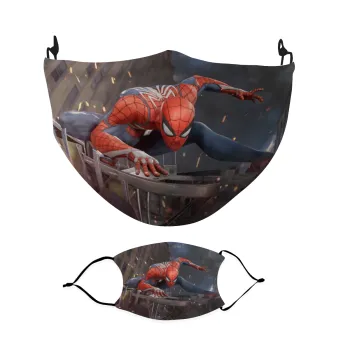 Spiderman citys, Μάσκα υφασμάτινη Ενηλίκων πολλαπλών στρώσεων με υποδοχή φίλτρου