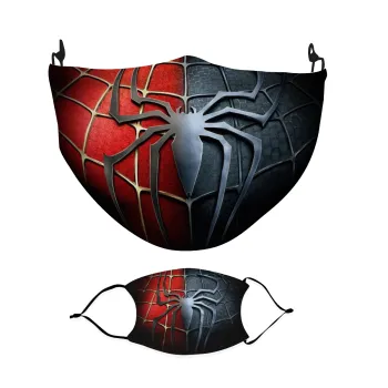 Spiderman logo, Μάσκα υφασμάτινη Ενηλίκων πολλαπλών στρώσεων με υποδοχή φίλτρου