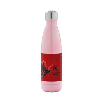 Spiderman, Metal mug thermos Pink Iridiscent (Stainless steel), double wall, 500ml