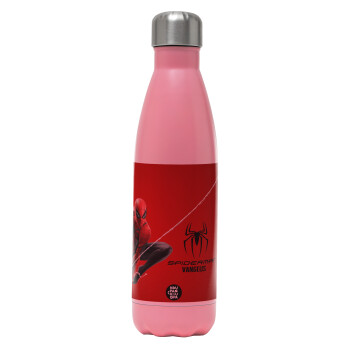 Spiderman, Μεταλλικό παγούρι θερμός Ροζ Ματ (Stainless steel), διπλού τοιχώματος, 500ml