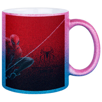 Spiderman, Κούπα Χρυσή/Μπλε Glitter, κεραμική, 330ml