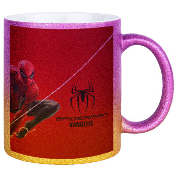 Spiderman, Κούπα Χρυσή/Ροζ Glitter, κεραμική, 330ml