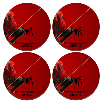 Spiderman, ΣΕΤ x4 Σουβέρ ξύλινα στρογγυλά plywood (9cm)