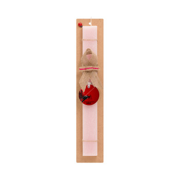 Spiderman, Πασχαλινό Σετ, ξύλινο μπρελόκ & πασχαλινή λαμπάδα αρωματική πλακέ (30cm) (ΡΟΖ)