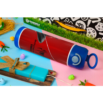 Spiderman, Easter candle, Childrens hot water bottle, stainless steel, with safety straw, BLUE (500ml)