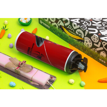 Spiderman, Easter candle,Travel Tumbler 2 Lids, with metal straw & cleaning brush & aromatic flat candle (30cm) (PINK)
