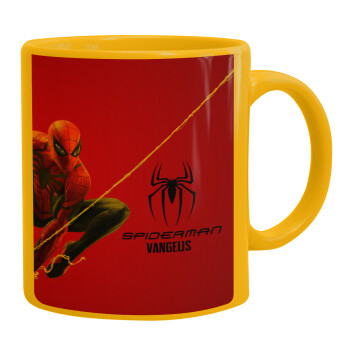 Spiderman, Ceramic coffee mug yellow, 330ml (1pcs)