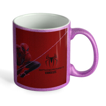 Spiderman, Κούπα Μωβ Glitter που γυαλίζει, κεραμική, 330ml