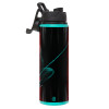 Metallic water bottle with safety lid, 850ml aluminum