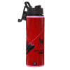 Metallic water bottle with safety lid, 850ml aluminum