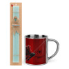 Easter Set, metallic thermal cup (300ml) & aromatic flat Easter candle (30cm) (TURQUOISE)