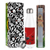 Easter candle, metallic white thermos bottle (500ml) & aromatic flat candle (30cm) (GRAY)