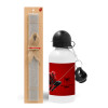 Easter Set, metallic aluminum water bottle (500ml) & aromatic flat Easter candle (30cm) (GRAY)