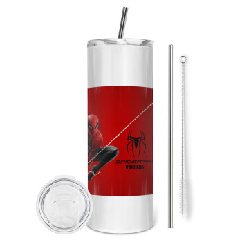 Spiderman, Eco friendly stainless steel tumbler 600ml, with metal straw & cleaning brush