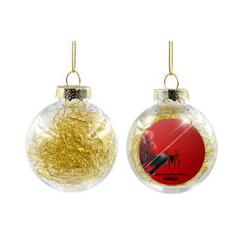 Spiderman, Χριστουγεννιάτικη μπάλα δένδρου διάφανη με χρυσό γέμισμα 8cm
