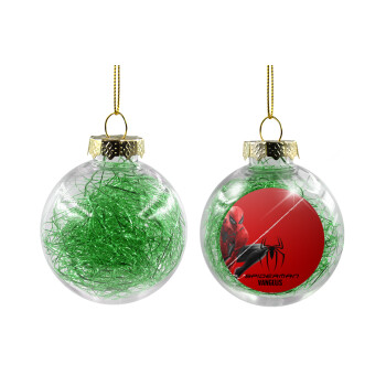 Spiderman, Χριστουγεννιάτικη μπάλα δένδρου διάφανη με πράσινο γέμισμα 8cm