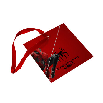 Spiderman, Χριστουγεννιάτικο στολίδι γυάλινο τετράγωνο 9x9cm