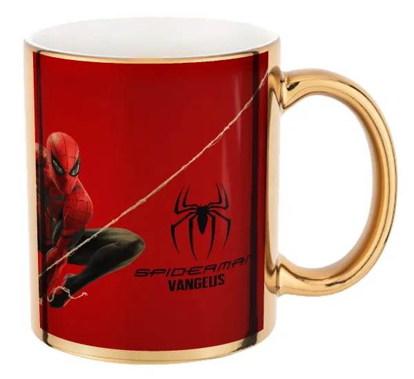 Spiderman — Mug ceramic, gold mirror, 330ml