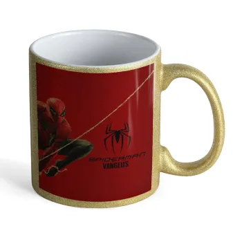 Spiderman, Κούπα Χρυσή Glitter που γυαλίζει, κεραμική, 330ml