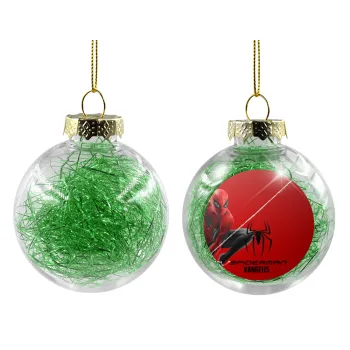 Spiderman, Transparent Christmas tree ball ornament with green filling 8cm