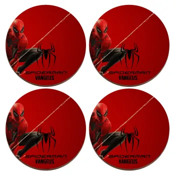 Spiderman, ΣΕΤ x4 Σουβέρ ξύλινα στρογγυλά plywood (9cm)