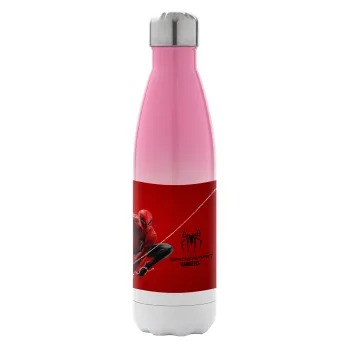 Spiderman, Metal mug thermos Pink/White (Stainless steel), double wall, 500ml