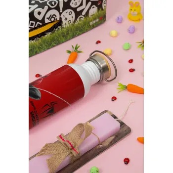 Spiderman, Πασχαλινή Λαμπάδα με παγούρι μεταλλικό (620ml, stainless steel) & κερί αρωματικό πλακέ (30cm) (ΡΟΖ)