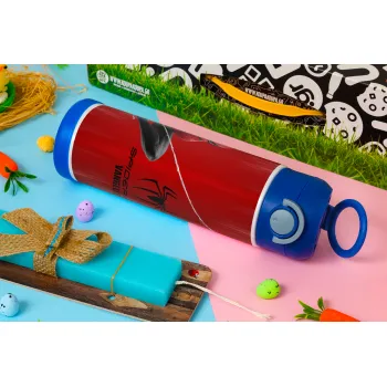 Spiderman, Easter candle, Childrens hot water bottle, stainless steel, with safety straw, BLUE (500ml)