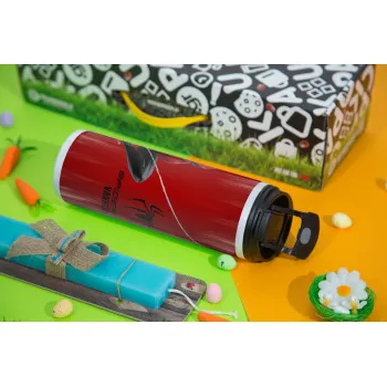 Spiderman, Πασχαλινή Λαμπάδα με Travel Tumbler θερμό με διπλό καπάκι (600ml, BPA free) & κερί αρωματικό πλακέ (30cm) (ΤΙΡΚΟΥΑΖ)