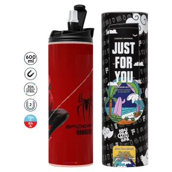 Spiderman, Tumbler ποτήρι θερμό ΡΟΖ από ανοξείδωτο ατσάλι 600ml