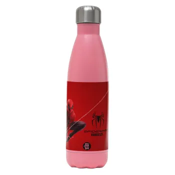 Spiderman, Μεταλλικό παγούρι θερμός Ροζ Ματ (Stainless steel), διπλού τοιχώματος, 500ml