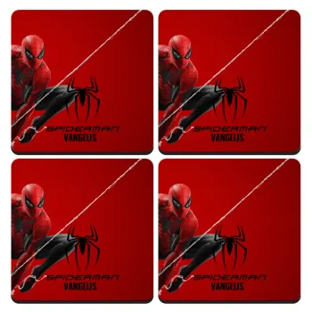 Spiderman, ΣΕΤ 4 Σουβέρ ξύλινα τετράγωνα (9cm)