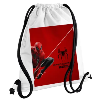 Spiderman, Τσάντα πλάτης πουγκί GYMBAG λευκή, με τσέπη (40x48cm) & χονδρά κορδόνια