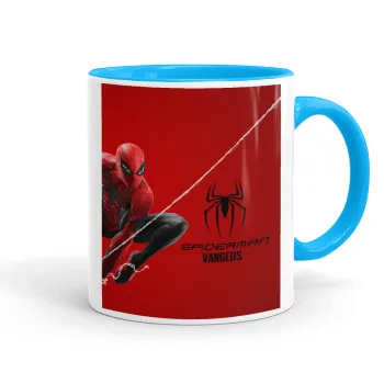 Spiderman, Mug colored light blue, ceramic, 330ml